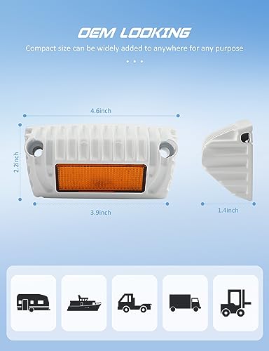 Chelhead RV Led Exterior Lights, Yellow 800lm Waterproof RV Porch Flood Lights 12V Exterior Light Fixture Compatible with RVs, Traliers, Campers - color: Yellow Light-White Housing