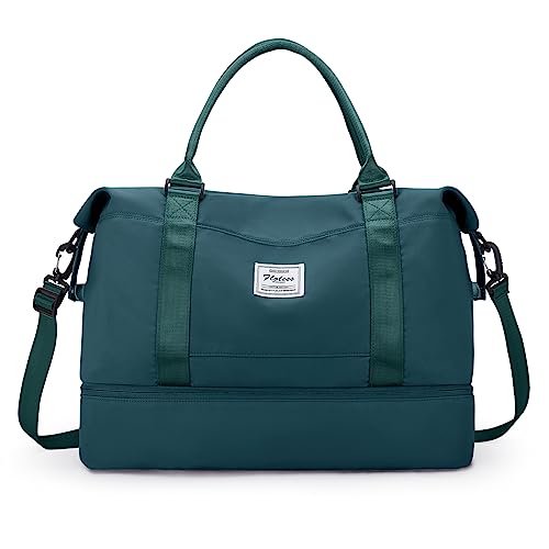 Travel Duffel Bag with Shoes Compartment, Overnight Weekender Bags for Women,Carry on Personal Item Bag,Medium Size - color: A-Peacock Blue, size: Medium
