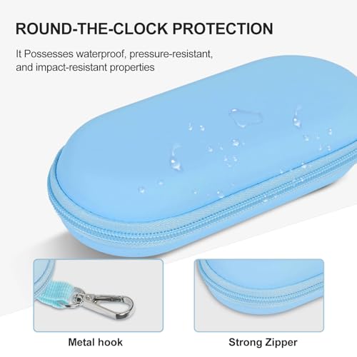 Double Glasses Case,Dual Eyeglasses & Sunglasses Organizer with Clip Zipper Closure for Travel 2 Pairs Storage Box - color: Blue