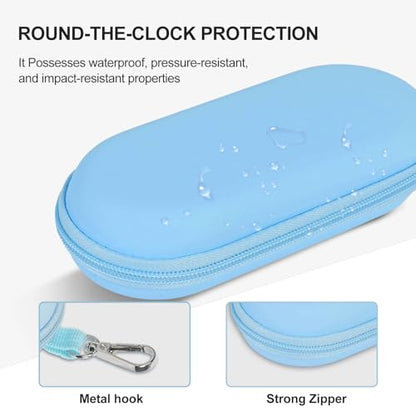 Double Glasses Case,Dual Eyeglasses & Sunglasses Organizer with Clip Zipper Closure for Travel 2 Pairs Storage Box - color: Blue