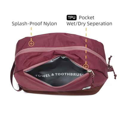 Travel Toiletry Bag 5L, Compact Travel Organizer with Waterproof TPU Wet/Dry Compartment - color: Valkyrie Red, size: 5L