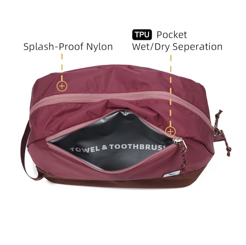 Travel Toiletry Bag 5L, Compact Travel Organizer with Waterproof TPU Wet/Dry Compartment - color: Valkyrie Red, size: 5L