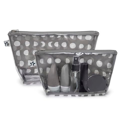 Tiny Twinkle Diaper Bag Organizing Pouches | 2 Pack Mess-Proof Travel Organizer Bags with Structured Bottom & Clear Front | TSA Approved Toiletry Bag Set for Baby and Mom Essentials (Luna) - color: Luna