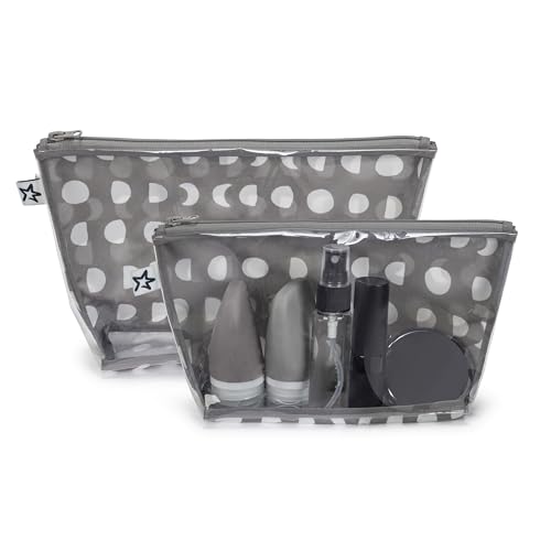 Tiny Twinkle Diaper Bag Organizing Pouches | 2 Pack Mess-Proof Travel Organizer Bags with Structured Bottom & Clear Front | TSA Approved Toiletry Bag Set for Baby and Mom Essentials (Luna) - color: Luna