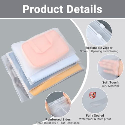 Frosted Zipper Clothing Bags, 25 Pcs 14x18 inch Waterproof Plastic Bags for Clothes, Swimsuit, Bathing Suit, T Shirt Packaging Shipping Travel, 3 Mil - color: Frosted, size: 14x18"