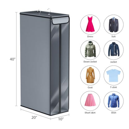 Univivi Garment Bags for Hanging Clothes 40", Hanging Garment Bags for Closet Storage with Large Clear Window, Garment Storage Bags for Suits, Coats, Dresses, 2 Pack - size: 40"-2PCS
