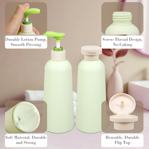 13.4oz Travel Shampoo Bottle with Flip Cap, Refillable Plastic Pump Bottles Dispenser for Soap, Shampoo, Lotions, Liquid Body Wash, Creams and Massage Oil (2 Pack, 13.5oz/400ml) - size: 13.5 fl oz