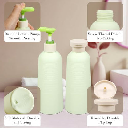 13.4oz Travel Shampoo Bottle with Flip Cap, Refillable Plastic Pump Bottles Dispenser for Soap, Shampoo, Lotions, Liquid Body Wash, Creams and Massage Oil (2 Pack, 13.5oz/400ml) - size: 13.5 fl oz
