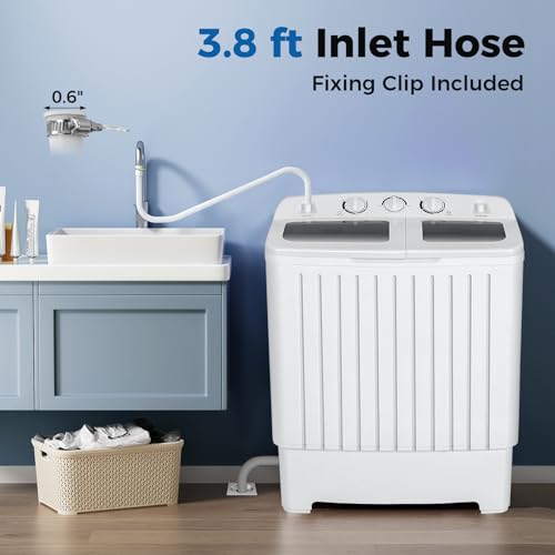 COSTWAY Portable Washing Machine, Twin Tub 20 Lbs Capacity, Compact Laundry Washer(12 Lbs) and Spinner(8 Lbs), Durable Design, Timer Control, Perfect for RV, Apartments and Dorms, Grey+White - color: Grey+White