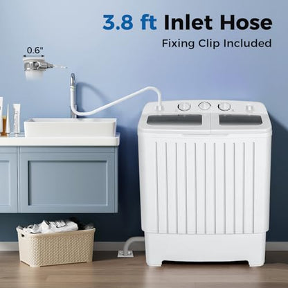 COSTWAY Portable Washing Machine, Twin Tub 20 Lbs Capacity, Compact Laundry Washer(12 Lbs) and Spinner(8 Lbs), Durable Design, Timer Control, Perfect for RV, Apartments and Dorms, Grey+White - color: Grey+White