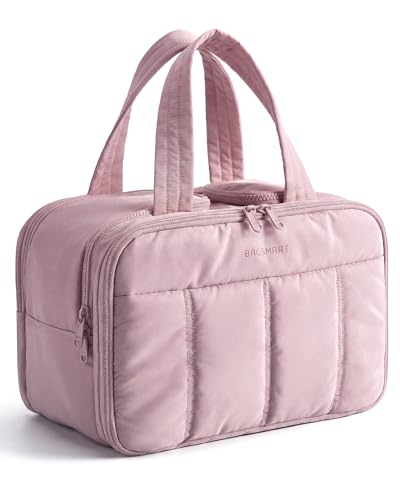 BAGSMART Travel Toiletry Bag, Puffy Large Toiletry Bag for Women, Lightweight Cosmetic Makeup Bag Organizer with Handle for Traveling, Accessories, Essentials, Toiletries (Purple) - color: G-Light Purple