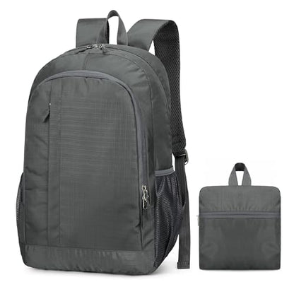 Ultra Lightweight Packable Hiking Backpack Small Foldable Travel Hiking Camping Daypack Casual Outdoor Day Bag for Men Women 25L - color: Gray