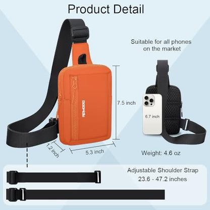 Small Sling Bag for Women Men Chest Bag Water Resistance Mini Crossbody Bag Adjustable Strap Lightweight Shoulder Bag - color: 03-orange