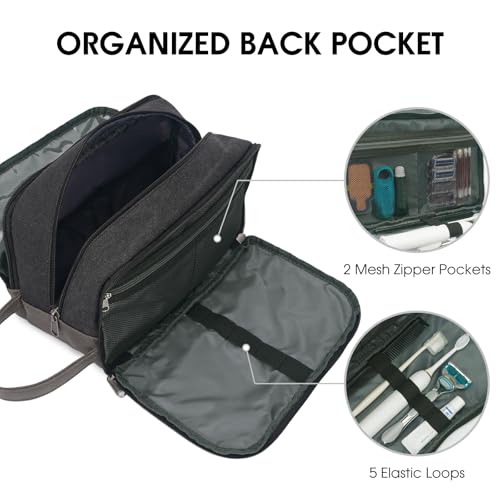 WANDF Travel Toiletry Bag for Men Large Toiletries Shaving Bag Water Resistant Hanging Dopp Kit Travel Accessories Bag for Women Men (Black) - color: Black