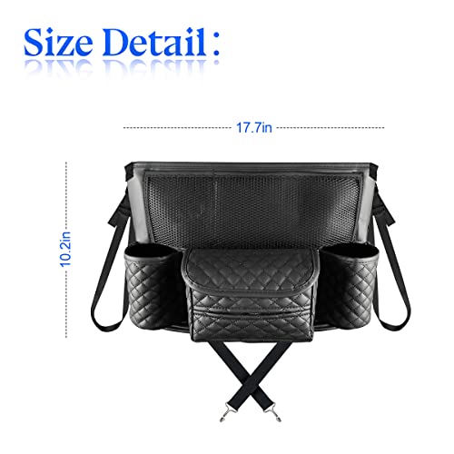 XINLIYA Car Handbag Holder Between Seats, PU Leather Multi-Pocket Large Capacity Purse Holder, Auto Net Bag Barrier of Backseat Pet Kids, Car Seat Organizers and Storage for Cargo Tissue Cup（Black） - color: Black