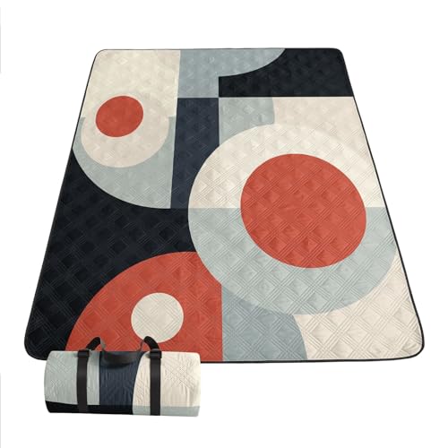 Outdoor Picnic Blanket Portable Ultrasonic Waterproof Picnic Geometry Cartoon Printed Camping Beach Mat for Sand and Wet Grass Hiking (Geometry S - color: Geometry, size: Standard - 59"x78"