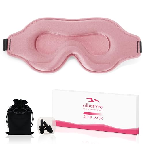 Sleep Eye Mask for Men Women, Sleeping Mask for Side Sleeper, Travel Blackout Night Blindfold Eye Shade Cover with Adjustable Strap (Pink) - color: Pink