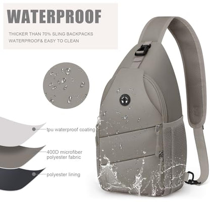 Pritent Crossbody Bags for Women Men Trendy Sling Bag Backpack Casual Chest Bag with Convertible Shoulder Strap - color: Khaki, size: Medium