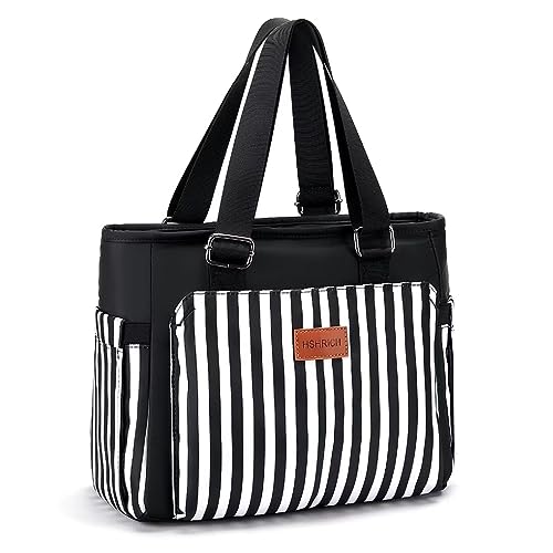 Large Women Lunch Bags for Work/Insulated Adult Lunch Box for Women/Leakproof Cooler Lunch Tote Bag with Storage Pocket. Reusable Lunch Cooler Purse for Work Picnic Hiking 12L, Black Stripes - color: 04-Black Stripe, size: Large