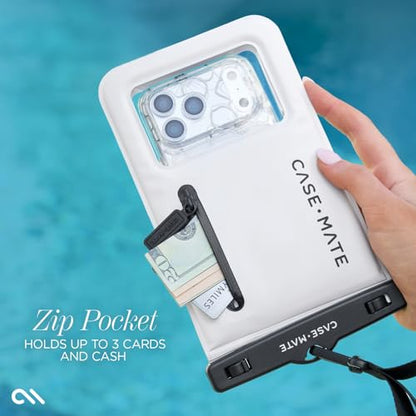Case-Mate IP68 Waterproof Phone Pouch with Zip Pocket for 3 Cards & Cash - Large Floating Phone Case w/Crossbody Lanyard - Beach Cruise Ship Travel Essentials Compatible w/All Devices - Sand Dollar - color: Sand Dollar w/ Zip Pocket