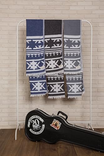 Bersuse 100% Cotton Cozumel Turkish Towel Beach Towel Bath Towel Dual Layer Peshtemal Beach Blanket Beach Essentials - 39x71 Inches, Dark Blue - color: Dark Blue3