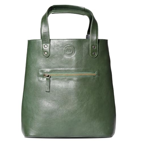 Premium Collection Genuine Leather Two-bottle Wine Tote | Luxury & Style Bag | Ideal Gift | Women and Men - color: Green