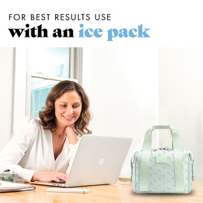 Fit & Fresh Remi Lunch Bag for Women Work – Neoprene Lunch Tote with Containers & Ice Pack, Reusable Meal Prep Lunch Box, Large Capacity, Machine Washable, Sage Flower - color: Sage Flower Block
