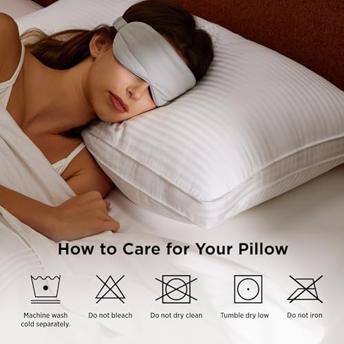Bedsure Bed Pillows King Size Set of 2, Hotel-Quality Down Alternative Gusseted Pillows, PureWoven 100% Cotton Shell, Dual Chamber Construction for Fluffy Support, Ideal for Back & Stomach Sleepers - size: King