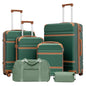 LONG VACATION Luggage Set 6 Piece Suitcase with Spinner Wheels, ABS+PC Hardshell Luggage with TSA Lock & YKK Zipper - color: Green Brown, size: 6 Piece Set
