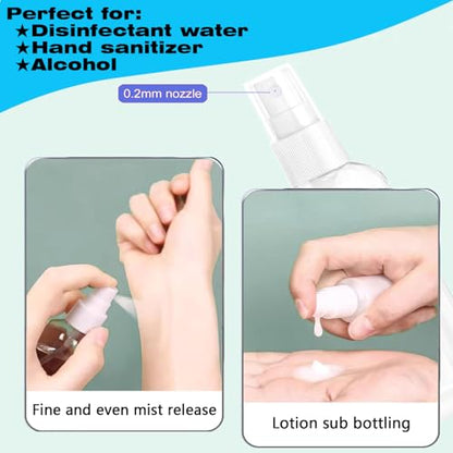 7Packs 50ml Spray Bottle,Travel Spray Bottles,Clear Empty Refillable Plastic Bottles,Mini Spray Bottle Small Spray Bottles Transparent Plastic Empty Refillable Holiday Travel Bottle