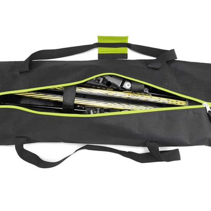 MOOCY Ski Bag for Air Travel, Unpadded Snow Bag Fits Skis Up to 200cm, Carrying Bag for Adults and Children - color: Black with Green Trim