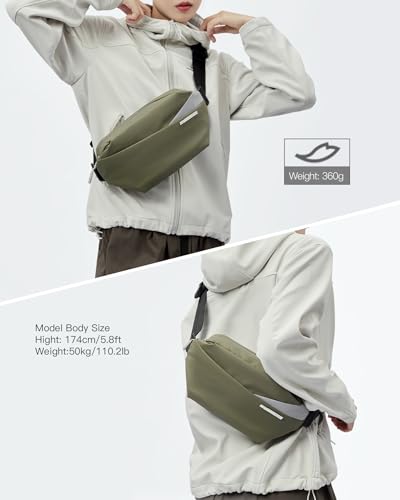 Inateck Sling Bag X, Multi-pocket Crossbody Shoulder Chest Bag with Adjustable Shoulder Strap, Water-resistant Waist Fanny Pack for Men, Women, Travel, Daily Use, Cycling, Hiking, Gray Blue, Large - color: Olive, size: Large