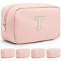 VLANDO Teacher Appreciation Gifts Personalized Birthday Gifts Makeup Kit Teen Girls Gifts Preppy Makeup Bag Small Cosmetic Bag Travel Graduation Gifts for Women T - color: 03-Pink-T
