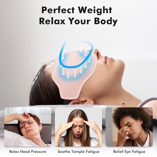 Sleep Eye Mask for Men Women, Weighted Sleeping Mask for Side Sleeper, Travel Blackout Night Blindfold Eye Shade Cover with Adjustable Strap (Blush) - color: Blush