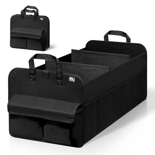 MIU COLOR Trunk Organizer for SUV, Collapsible Car Organizer with 12 Pockets, Non-Slip Bottom, Storage Organizer for Sedan, Van, Jeep, Grocery, Car Accessories, Large 3 Compartments, Black,32"×13"×12" - color: Black II, size: Large+Pockets