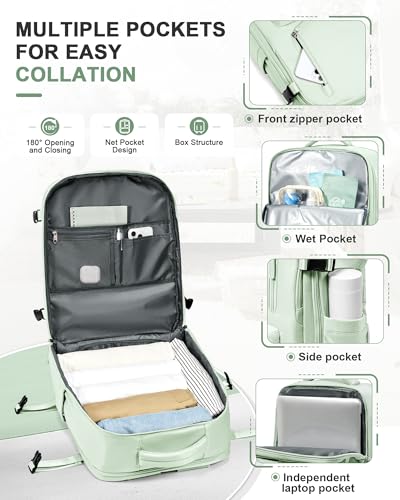 VGCUB Travel Backpack for Women Men for Spirit Airlines Personal Item Bag 18x14x8 Inches Laptop College Backpack,Waterproof Carry on Flight Approved Work Backpack Mochila de Viaje,Large Mint green - color: (Mint Green), style: X-large