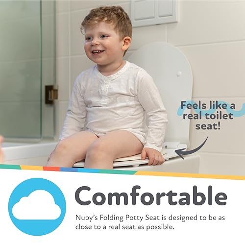Nuby Folding Potty Seat and Bag - Toddler Travel Essential - Travel Toilet Seat for Toddlers 18+ Months - White - style: Foldable Potty Seat