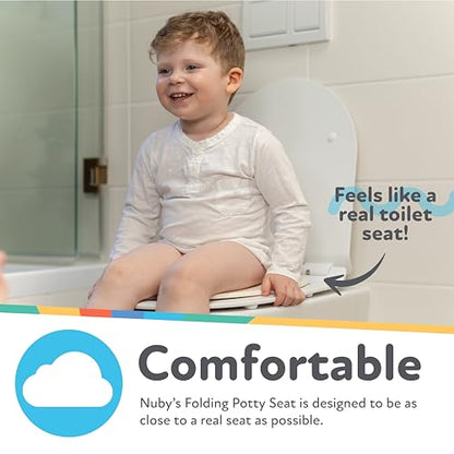 Nuby Folding Potty Seat and Bag - Toddler Travel Essential - Travel Toilet Seat for Toddlers 18+ Months - White - style: Foldable Potty Seat