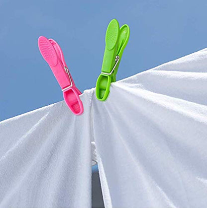 Strong Plastic Clothes Pegs for Drying Laundry Clothing Line Clips Set Travel clothespins 24 Pack Rose Red - color: Red