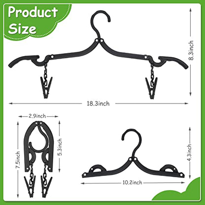Folding Travel Hangers Foldable with Clips Folding Clothes Hangers Portable Foldable Hangers Collapsible Coat Hanger Travel Drying Rack for Clothes (Black, 12 Pieces) - color: Black