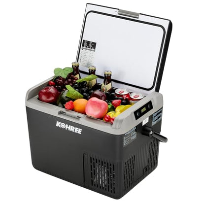 Kohree 12 Volt Car Refrigerator, 19QT(18L) Car Fridge with Large Handle, -4℉~68℉ 12V Electric Cooler 12/24V DC 12/24V DC, 110-240V AC Compressor Portable Freezer for Camping Road Trips Travel - size: 19Qt
