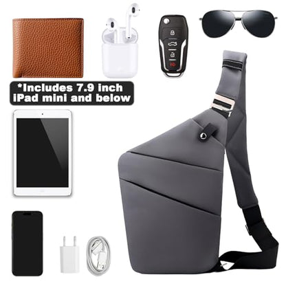 Anti Theft Travel Bag, One Shoulder Large Capacity Cross-body Bag Chest Fashion Lightweight Sling Bags for Travel Sports - color: Dark Grey, style: Right Shoulder