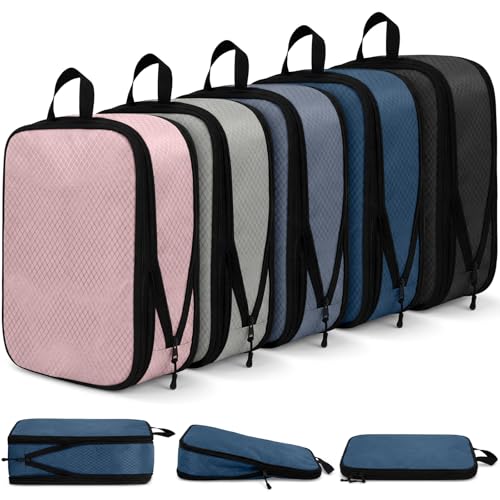 5 Pack Compression Packing Cubes for Travel Space Saving Cubes Luggage Organizer for Suitcase(Morandi,L) - color: Morandi, size: Large