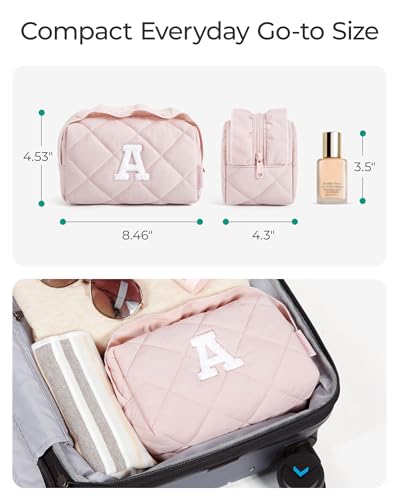 BAGSMART Elegant Roomy Makeup Bags (Initial-E-Pink) - color: 03-Initial-E-Pink