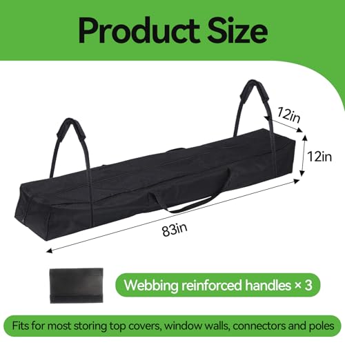 Klmnop 83" L x 12" W Tent Pole Bag for Party Tent, Heavy Duty 800D Oxford Tent Poles Long Storage Bag with Padded Handles, Double Zipper Portable Case for for Tents Poles, Top Covers(Black)