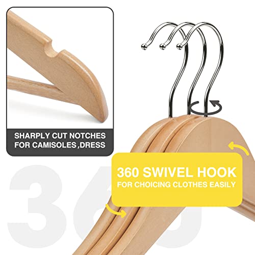 Wooden Hangers 30 Pack,Clothes Hanger for Daily Used,Smooth Finish Wood Hangers with Precisely Cut Notches,Coat Hangers, Heavy Duty Hanger for Shirt Suit Dress (Natural) - color: Natural