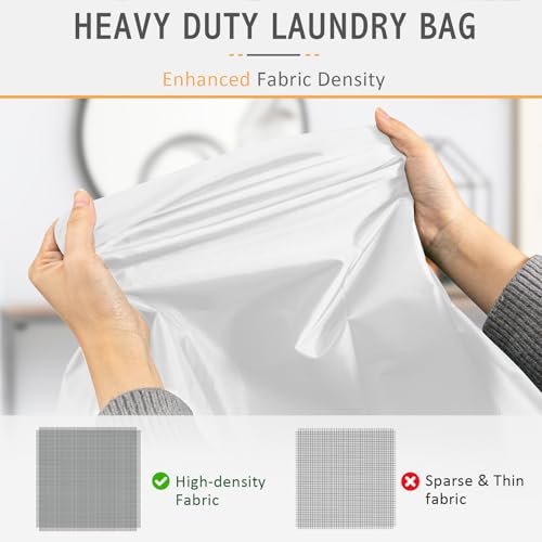Isink Extra Large Heavy Duty Laundry Bag - 28" x 40", Travel Laundry Bag for Dirty Clothes, Camping (White) - color: Extra Large Laundry Bag With Handles (White)