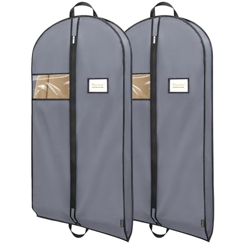 BALEINE 2PK Heavy Duty Garment Bag with Shoe Storage Travel Bag for Dresses, Suit, Coats Travel Essential (43", Grey) - color: Grey, size: 43" 2PK