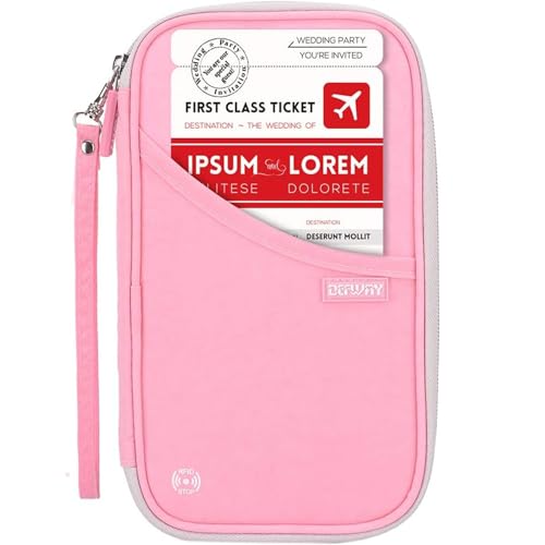 defway Passport Holder Travel Wallet - Family Passport Holder of 4, RFID Blocking Passport Wallet for Men Women, Travel Essentials for Flying (Pink) - color: Pink