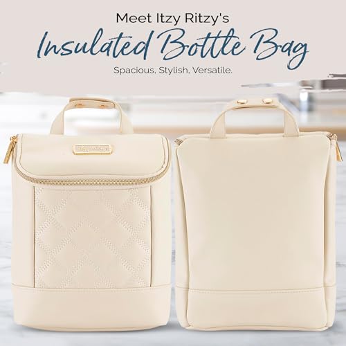 Itzy Ritzy Insulated Bottle Bag – Keeps Bottles Warm or Cool - Holds 3 Bottles & Features Interior Pocket for Ice Pack (Not Included), Milk & Honey - color: Milk & Honey